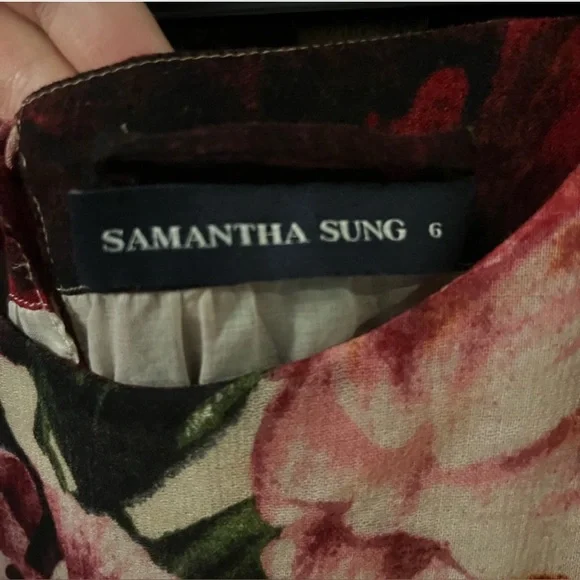 Samantha Sung Florance Dress Fit and Flare Retro Wool Floral Luxury Midi